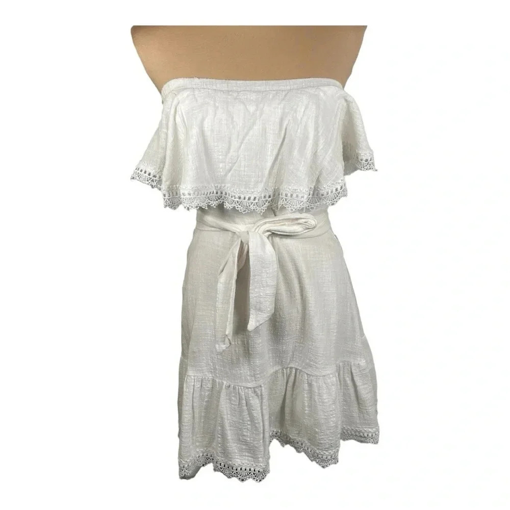 Bisouxx White Cotton Strapless Dress‎ Large